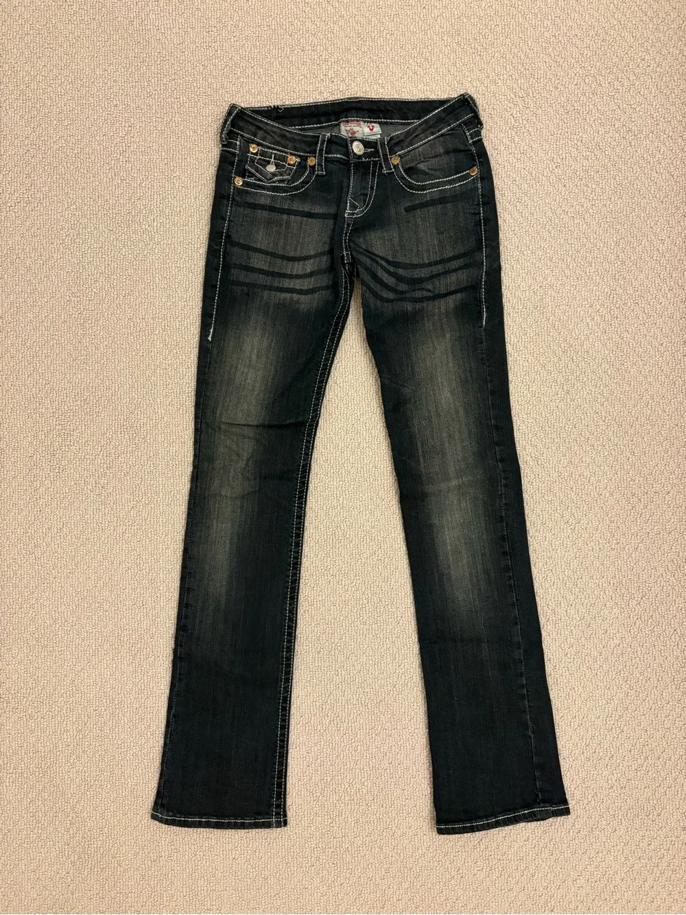 True Religion Black Wash Straight Leg Jeans - Picture 1 of 2